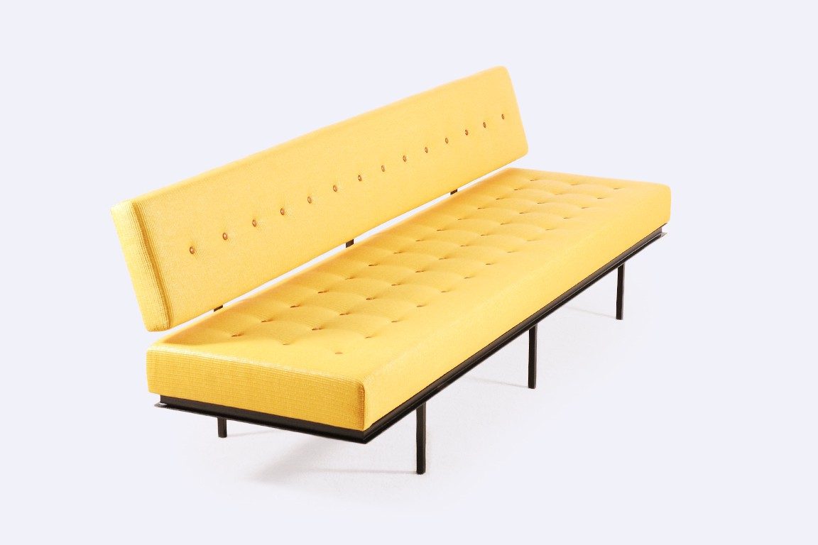 florence knoll international sofa 578 yellow settee 1954