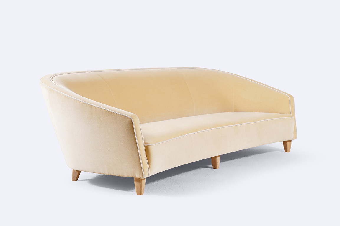 danish curved sofa velvet banana scandinavian 1940 1950