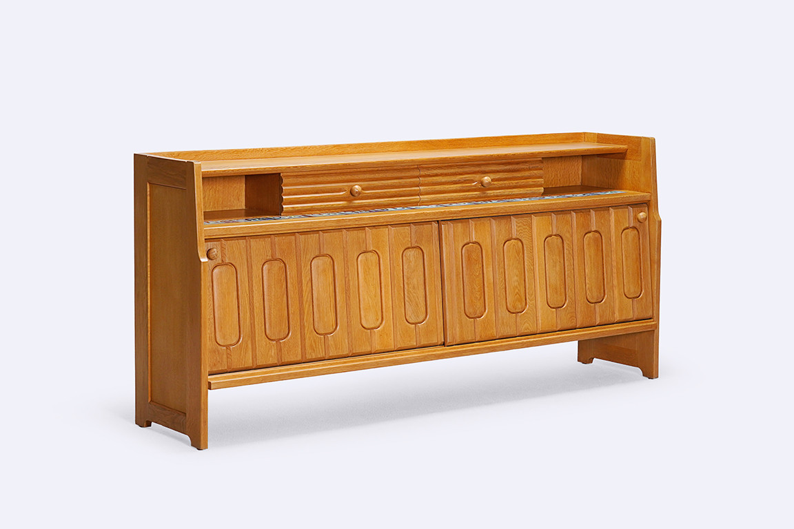 guillerme chambron oak sideboard ceramic vintage design 1960