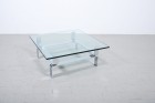 Coffee Table chromed base thick glass Top vintage 1970 1960