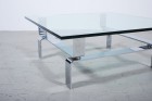 3Coffee Table chromed base thick glass Top vintage 1970 1960