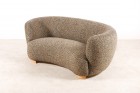 danish curved banana sofa two seat design 1940 1950 wool