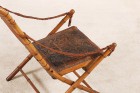 folding campaign chair france leather bamboo 19th 1800 1900