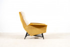 claude delor armchair velvet yellow vintage french 1950