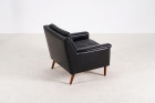 scandinavian danish black leather teak armchair design 1960