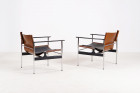 pollock knoll sling chair fauteuil 657 cuir design 1960 1970