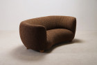 sofa curved danish scandinavian wool design brown 1940 1950