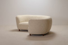 sofa curved danish wool design banana white 1940 1950 seat